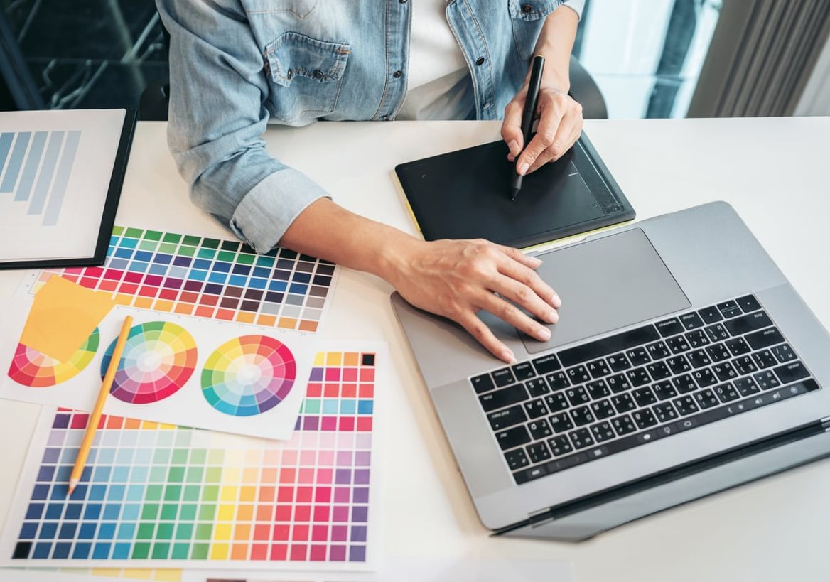 freelance designer calculator desk