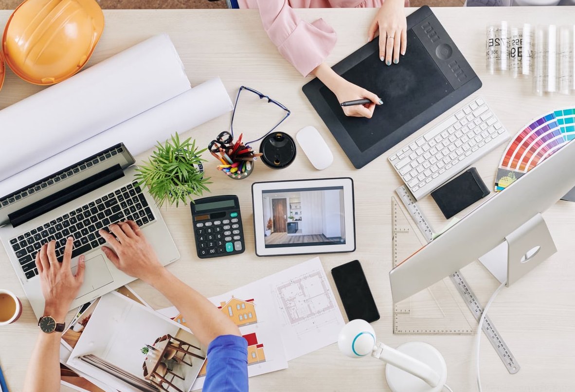 freelance designer calculator desk